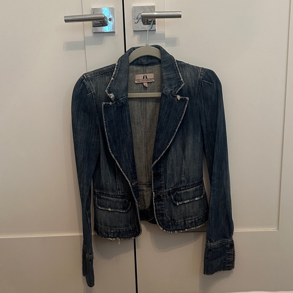 Juicy Couture Dark Blue vintage Denim Jacket with Frayed Details